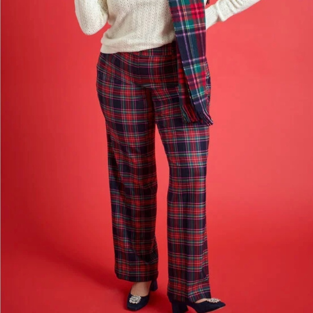 NWT Talbots 20W Greenwich Wide Leg Pants in Dashing Plaid